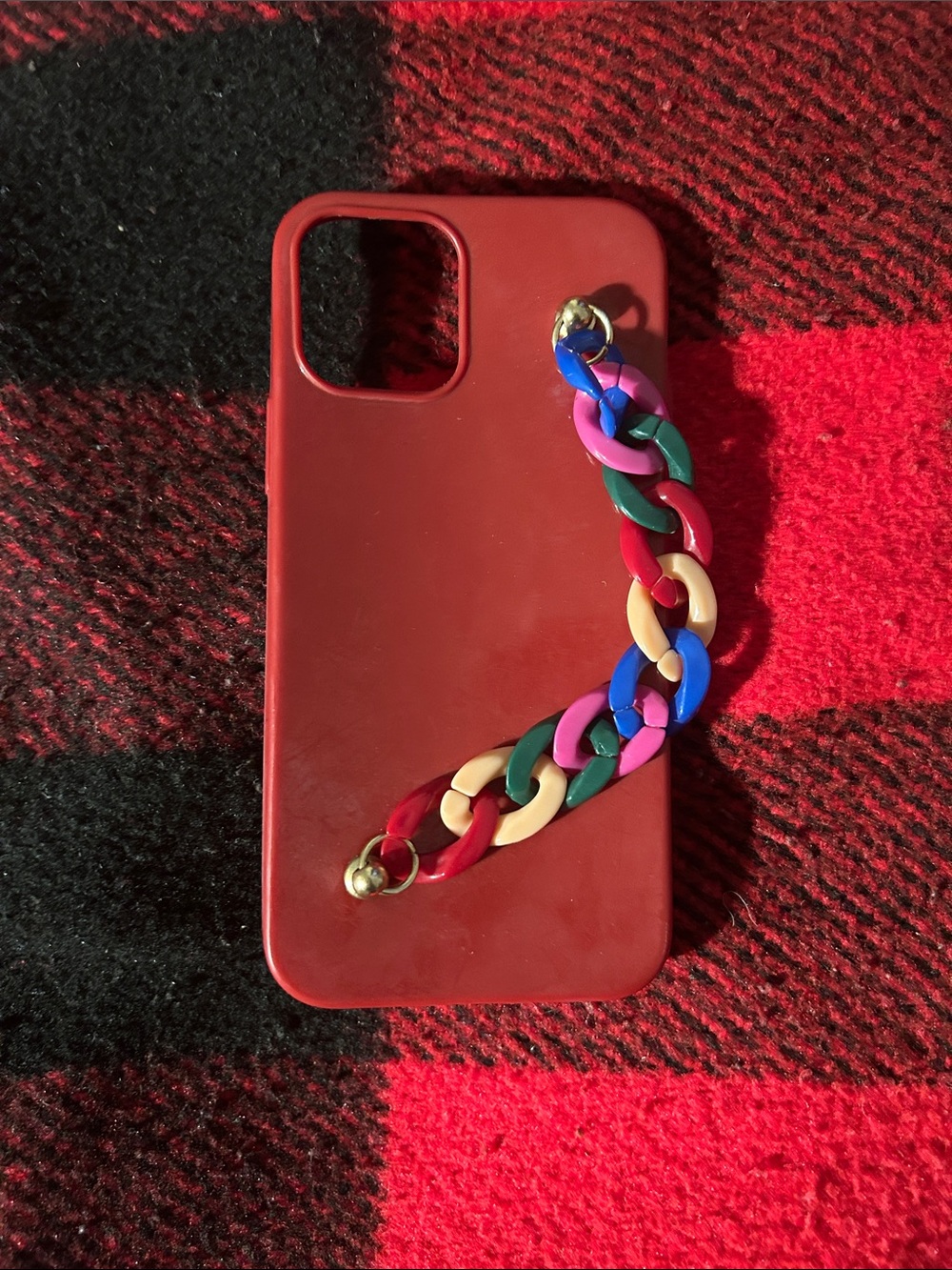 Red iPhone 7 Plus Case with Multicolor Chain Strap